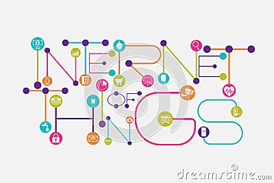 Internet of Things concept using dot and connecting line font style. Vector Illustration