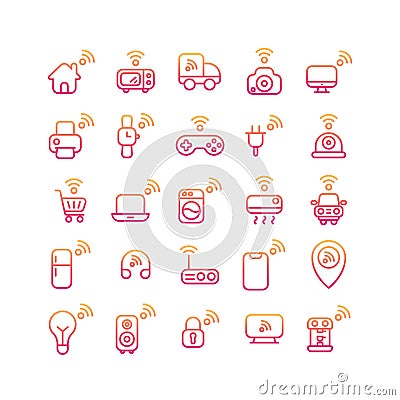 Internet of Things gradient icon set. Vector Illustration