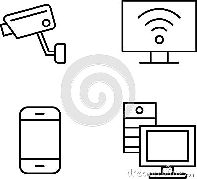 Internet of things icon set. IOT Symbols design. Smart device. Industry. Artificial intelligence. Automated machine Vector Illustration