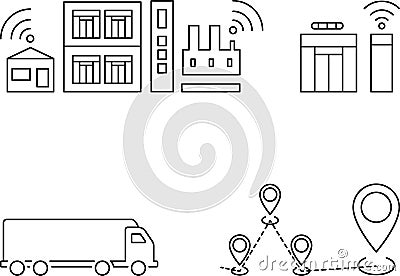 Internet of things icon set. IOT Symbols design. Smart device. Industry. Artificial intelligence. Automated machine Vector Illustration