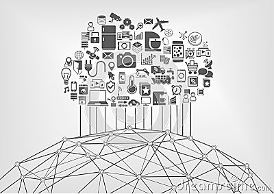 Internet of things (IOT) and cloud computing concept for connected devices in the world wide web Vector Illustration