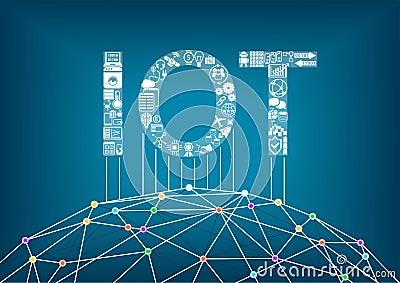 Internet of Things and IOT concept. Connect global wireless devices with each other Vector Illustration