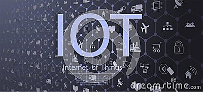 Internet of things IOT, devices and connectivity concepts on a network, cloud at center. Vector Illustration