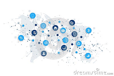 Internet of things IoT and network connection concept design vector. Smart digital concept Vector Illustration
