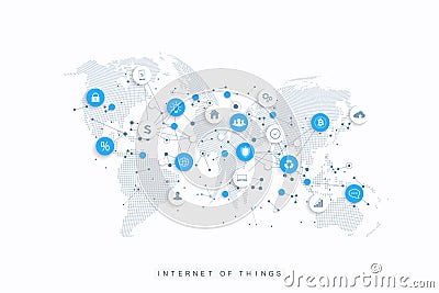 Internet of things IoT and network connection concept design vector. Social media network and marketing concept with Vector Illustration