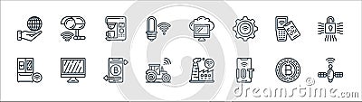 internet of things line icons. linear set. quality vector line set such as satellite, internet of things, smart farming, smart Vector Illustration