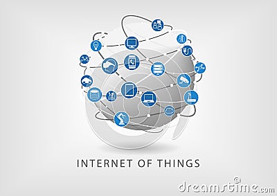 Internet of things modern connected world illustration as icons in flat design Vector Illustration