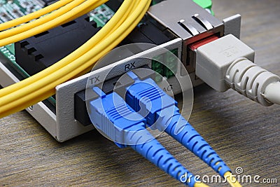 Internet Of Things Optical Fiber Converter Stock Photo