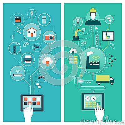 Internet of things and smart industry Vector Illustration