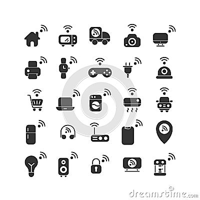 Internet of Things solid icon set. Vector Illustration