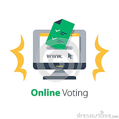 Internet voting, submit online, government services, upload document Vector Illustration