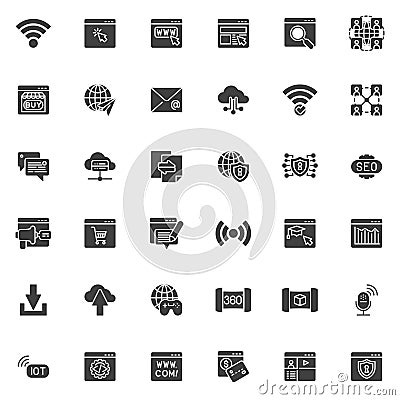 Internet and Web Browsing vector icons set Vector Illustration