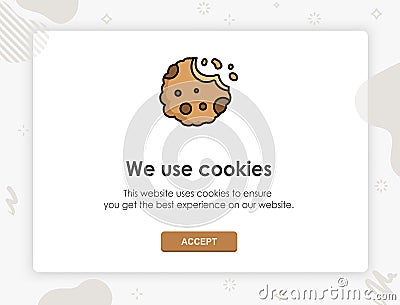 Internet web pop up for cookie policy notification. This website uses cookies Vector Illustration
