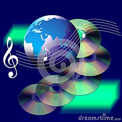 Internet world music and cd Stock Photo