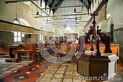 Interior of the Church of St. Francis in Fort Cochin, one of the oldest European churches in India, Kerala, India Editorial Stock Photo