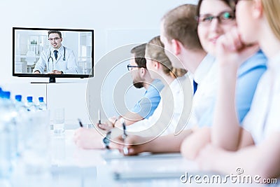 Interns listening to lecture Stock Photo