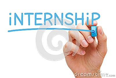 Internship Blue Marker Stock Photo