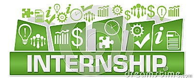 Internship Business Symbols On Top Green Stock Photo