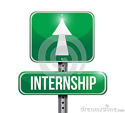 Internship road sign illustration design Cartoon Illustration