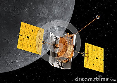 Interplanetary Space Station Orbiting Mercury Stock Photo