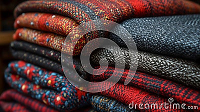 The interplay of different fabric textures in a single piece creating a complex and visually appealing layering effect Stock Photo