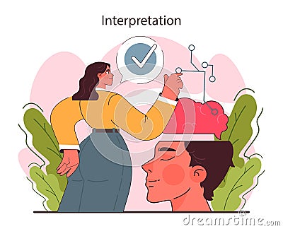 Interpretation. Data literacy. Information understanding, analysis Vector Illustration