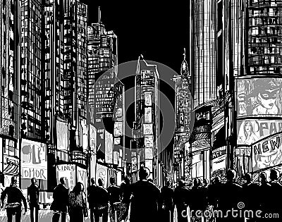 Interpretation of Times Square in New York Vector Illustration