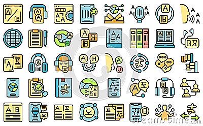 Interpreter icons set vector flat Vector Illustration
