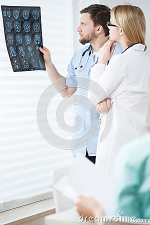 Interpreting scan of the brain Stock Photo