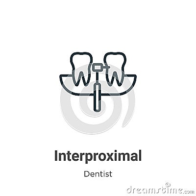 Interproximal outline vector icon. Thin line black interproximal icon, flat vector simple element illustration from editable Vector Illustration