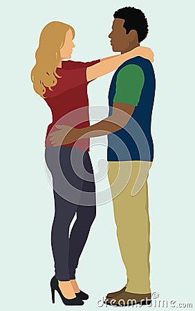 Interracial Couple Vector Illustration