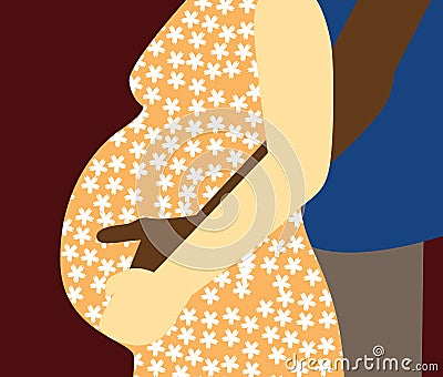 Interracial Couple love Vector Illustration