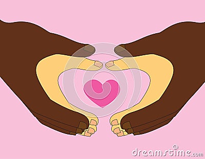 Interracial Couple love Vector Illustration