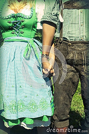 Interracial couple at Oktoberfest Stock Photo