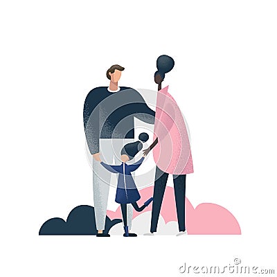 Interracial family flat vector illustrations. Vector Illustration