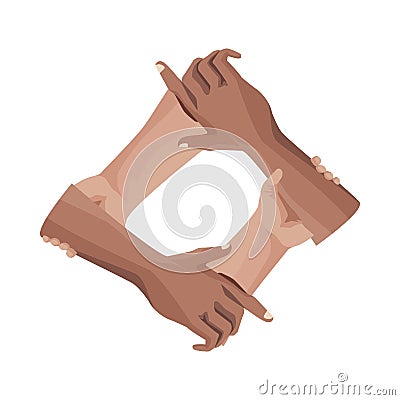 Interracial hands human interspersed isolated icon Vector Illustration