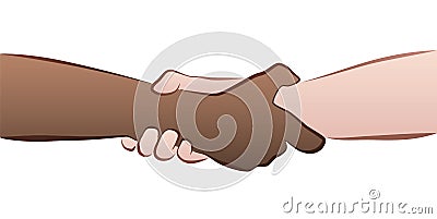 Interracial Handshake Grip Vector Illustration