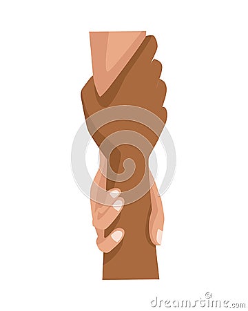 Interracial handshake human isolated icon Vector Illustration