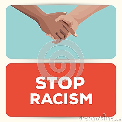 Interracial handshake stop racism campaign Vector Illustration