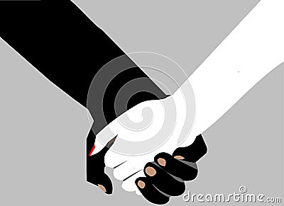 Interracial holding hands Stock Photo