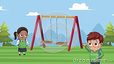 Interracial Little Students Kids in the Swings Stock Footage - Video of  ethnicity, park: 215487978