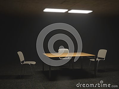 Interrogation Room with Chairs and Table Stock Photo