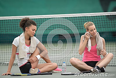 Interruption during tennis game Stock Photo