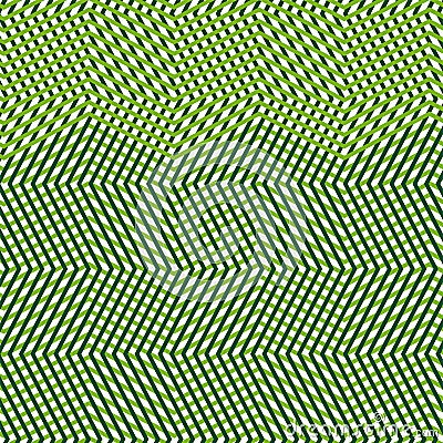 Intersected, interweaved irregular lines, stripes green grid pattern. Interlocking, weaved curvy and jagged lines, stripes. Vector Illustration