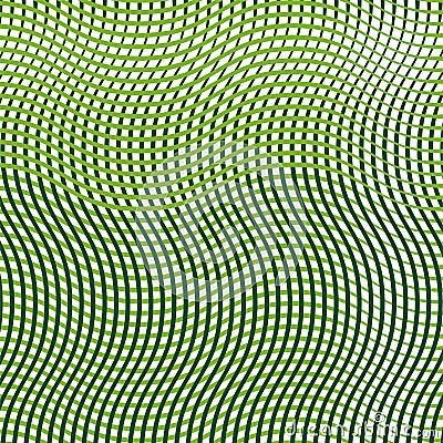 Intersected, interweaved irregular lines, stripes green grid pattern. Interlocking, weaved curvy and jagged lines, stripes. Vector Illustration
