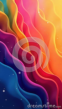 Intersecting colorful forms, fluid lines, rich gradient, geometry, artistic Stock Photo