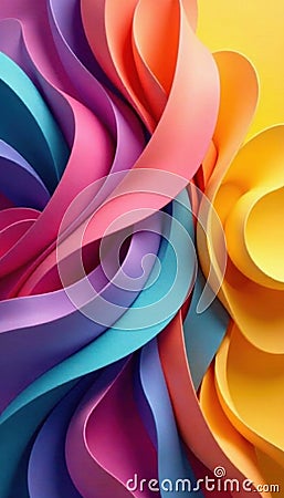 Intersecting colorful forms, fluid lines, rich gradient, style, visual, multicolored Cartoon Illustration