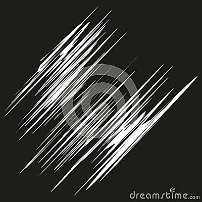 Intersecting line shapes. Abstract white streaks. Dynamic black background. Vector line contrast. Vector Illustration