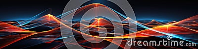 Intersecting Lines In A Threedimensional Grid. Generative AI Stock Photo