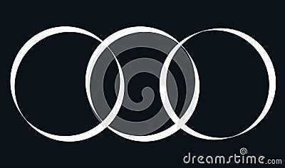 Intersecting, overlapping circles, rings element Vector Illustration